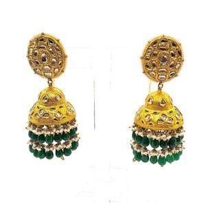 22K yellow gold and diamond POLKI JHUMKI